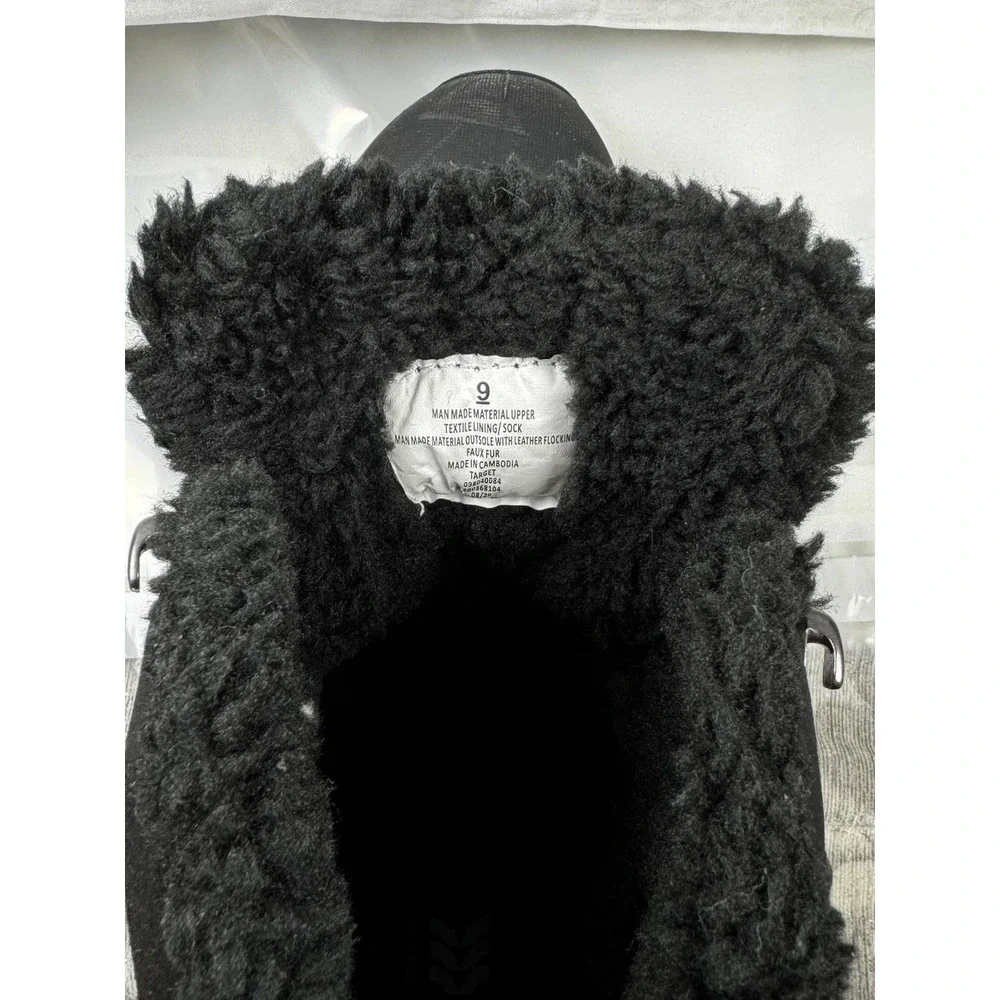 All‎ in Motion Mens Black Faux Fur Lined Winter Snow Boots Size 9 098040084